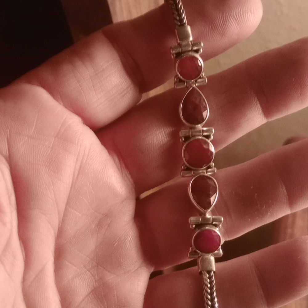 Sterling Silver Ruby Bracelet - image 2